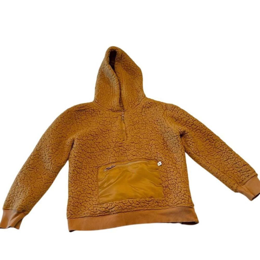Tommy Bahama‎ Kids Beige Sherpa Pullover Jacket L Faux Fur with Pouch Pocket